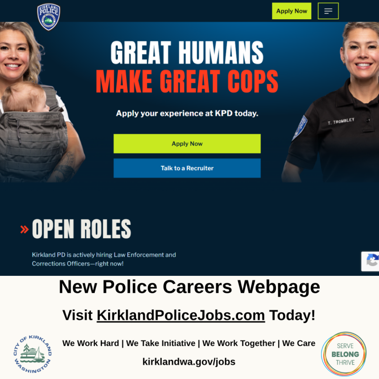 Kirkland Police Unveils New Jobs Website