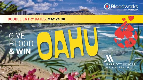 Donate Blood in May and Enter to Win a Trip for 2 to Oahu, Hawaii
