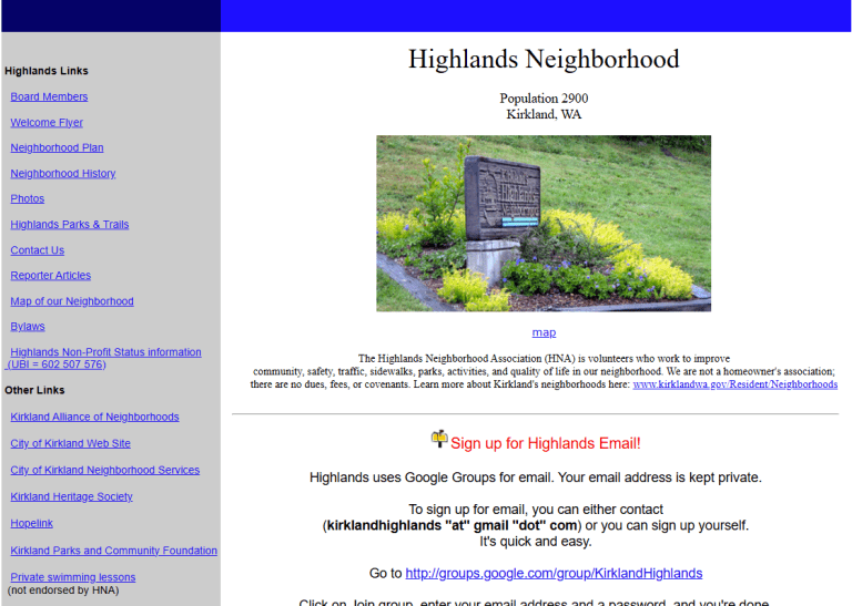 Old Highlands Website